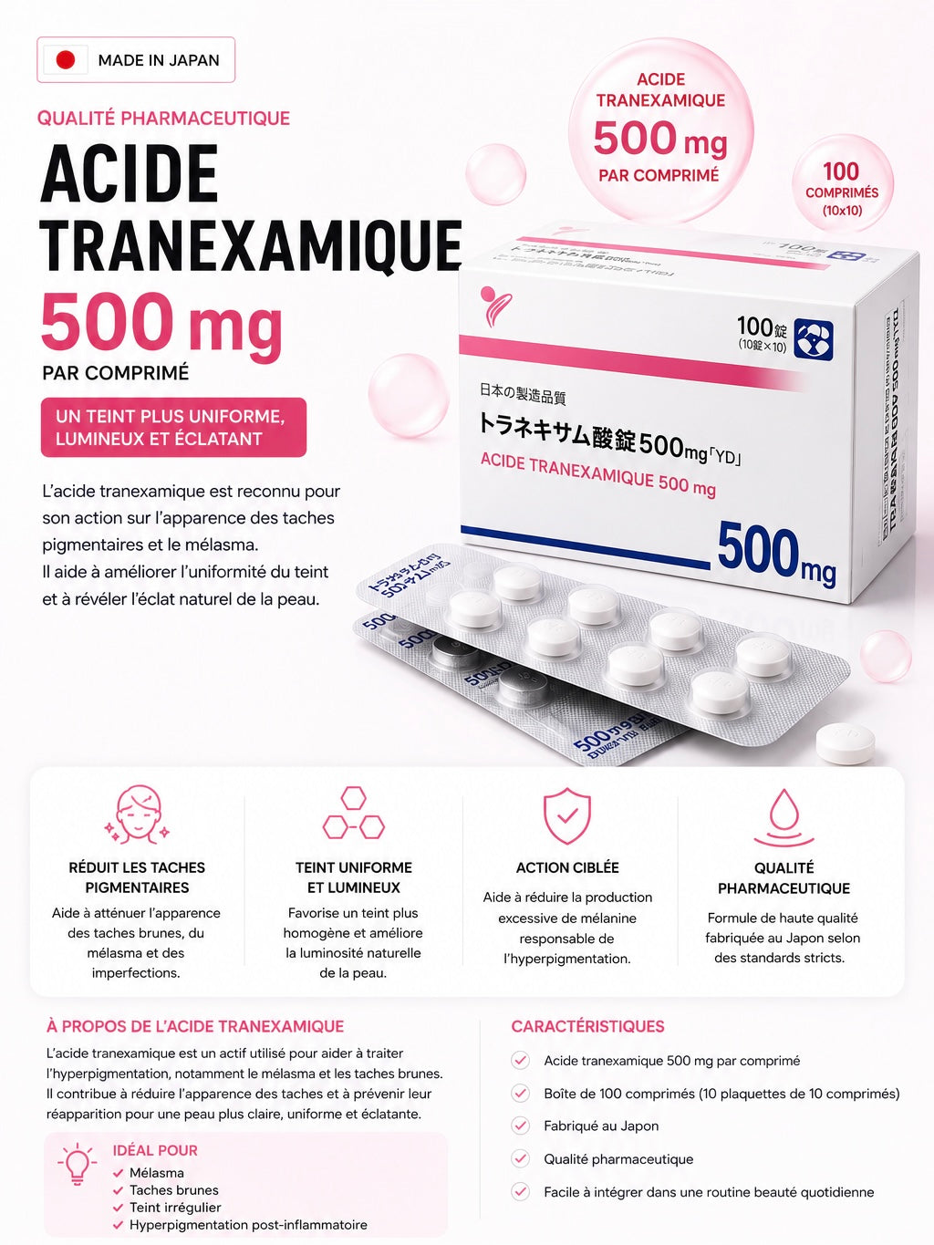 JAPAN WHITENING PILLS (acide tranexamique)